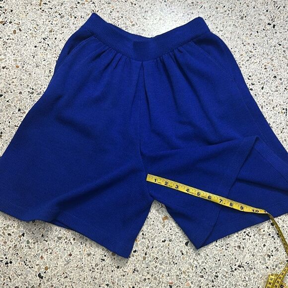 St John Separates dark royal blue knit al blue knit high rise shorts short 6 - Picture 3 of 7